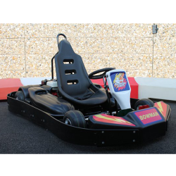 44 - Bowman Kart shows rotationaly moulded front bumper - solid polyethylene "wraparound" bumper system & vacuum formed steering column cover -drive chain cover and side pod covers.